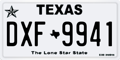 TX license plate DXF9941