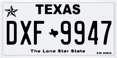 TX license plate DXF9947
