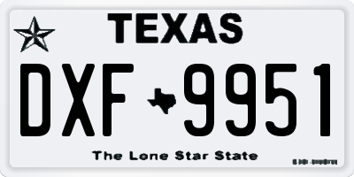 TX license plate DXF9951