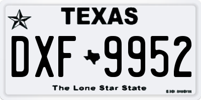 TX license plate DXF9952