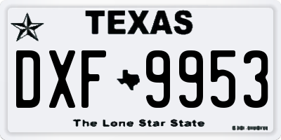 TX license plate DXF9953