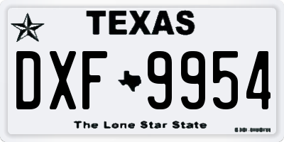 TX license plate DXF9954