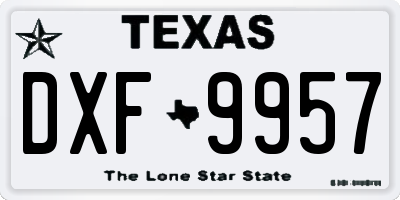 TX license plate DXF9957