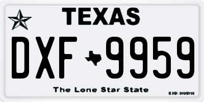 TX license plate DXF9959