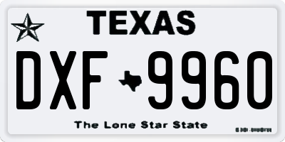 TX license plate DXF9960