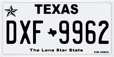 TX license plate DXF9962