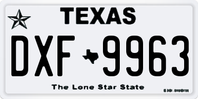 TX license plate DXF9963