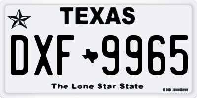 TX license plate DXF9965
