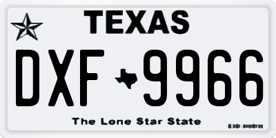 TX license plate DXF9966