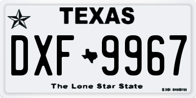TX license plate DXF9967