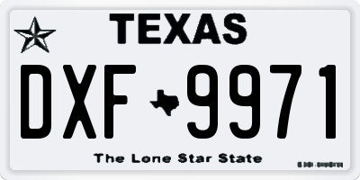 TX license plate DXF9971