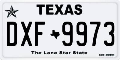 TX license plate DXF9973