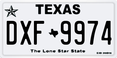TX license plate DXF9974