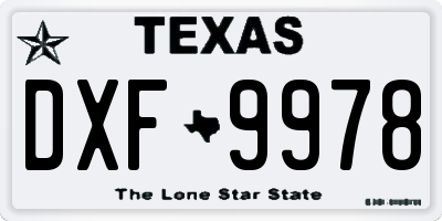 TX license plate DXF9978
