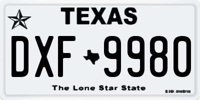 TX license plate DXF9980