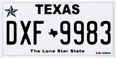 TX license plate DXF9983