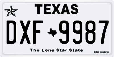 TX license plate DXF9987