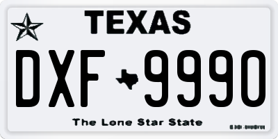 TX license plate DXF9990