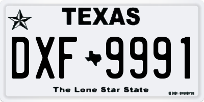 TX license plate DXF9991