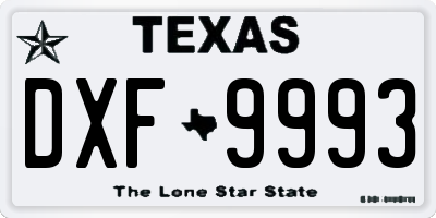 TX license plate DXF9993