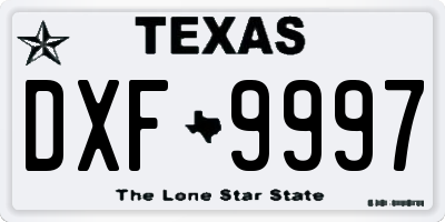 TX license plate DXF9997