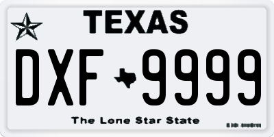 TX license plate DXF9999