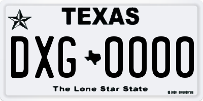 TX license plate DXG0000