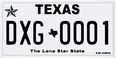 TX license plate DXG0001