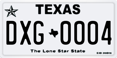 TX license plate DXG0004
