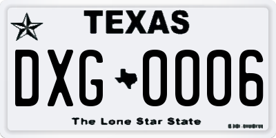 TX license plate DXG0006