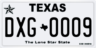 TX license plate DXG0009