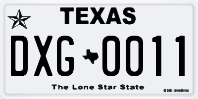 TX license plate DXG0011