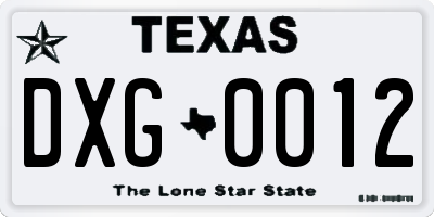 TX license plate DXG0012