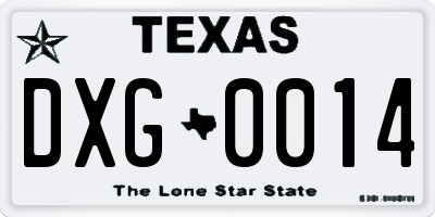 TX license plate DXG0014