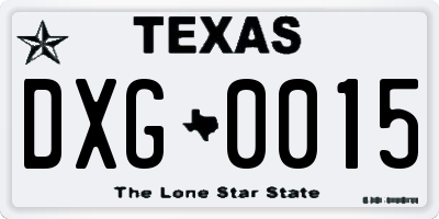 TX license plate DXG0015