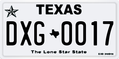 TX license plate DXG0017