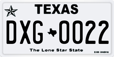 TX license plate DXG0022