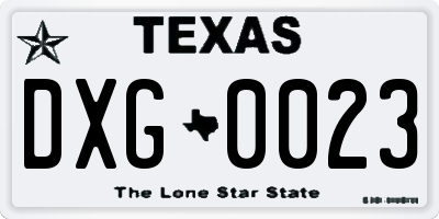 TX license plate DXG0023