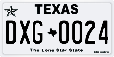 TX license plate DXG0024