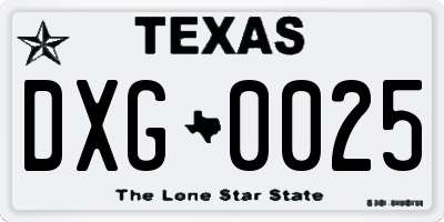 TX license plate DXG0025