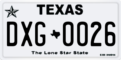 TX license plate DXG0026
