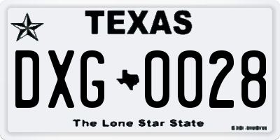 TX license plate DXG0028