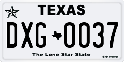 TX license plate DXG0037