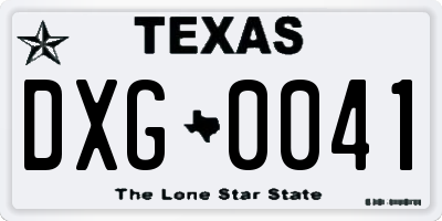 TX license plate DXG0041