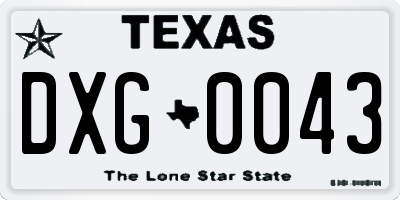 TX license plate DXG0043