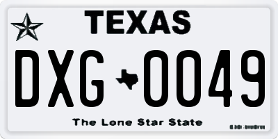 TX license plate DXG0049