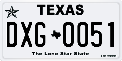TX license plate DXG0051