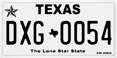 TX license plate DXG0054