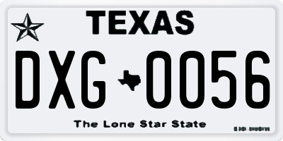 TX license plate DXG0056