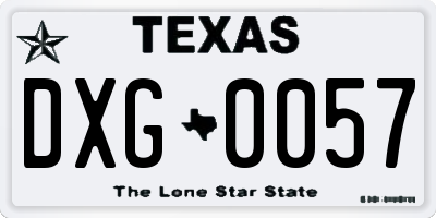 TX license plate DXG0057